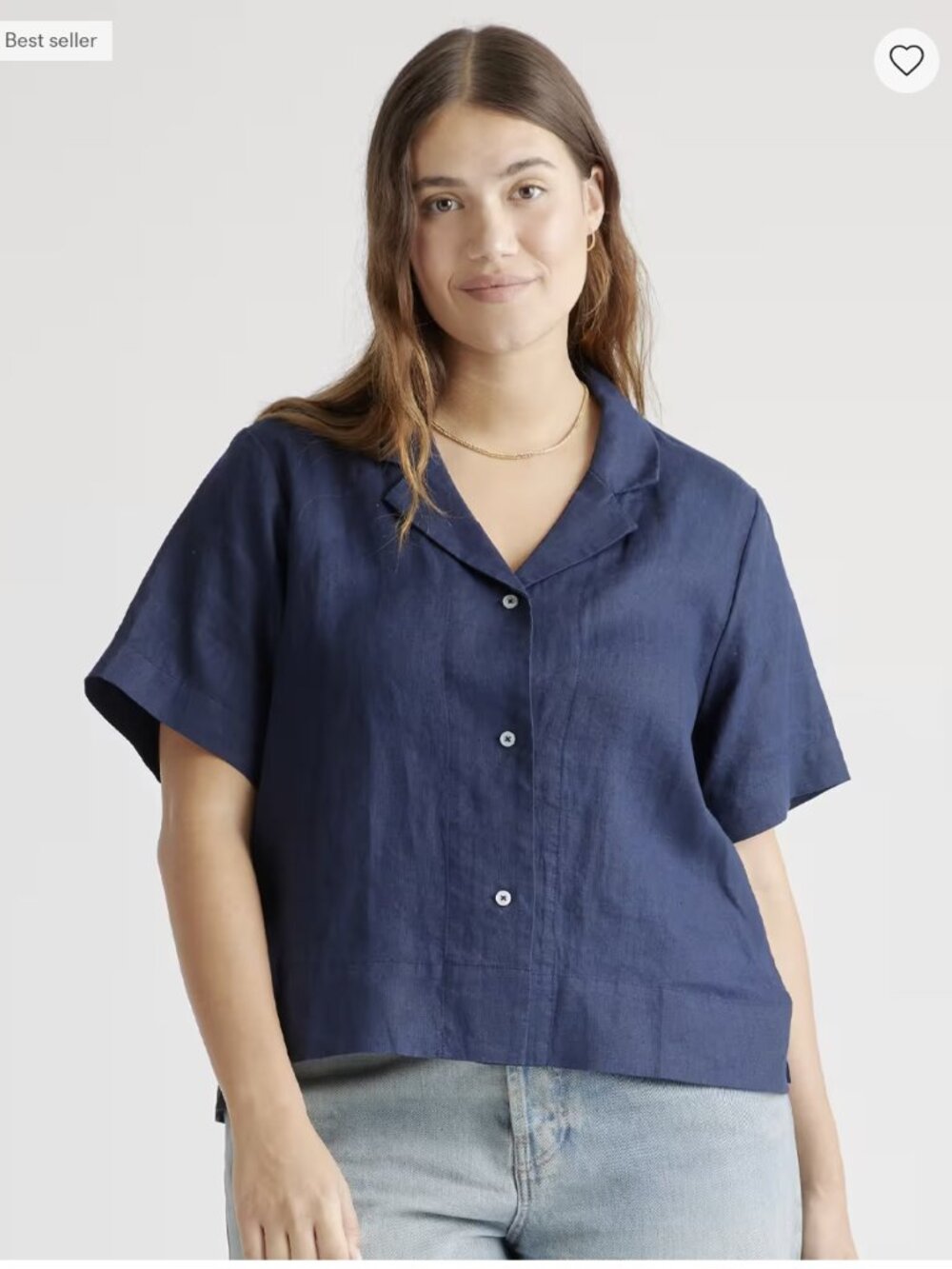 Quince Linen Button-down, Navy Blue, Size M., Never worn, NWT